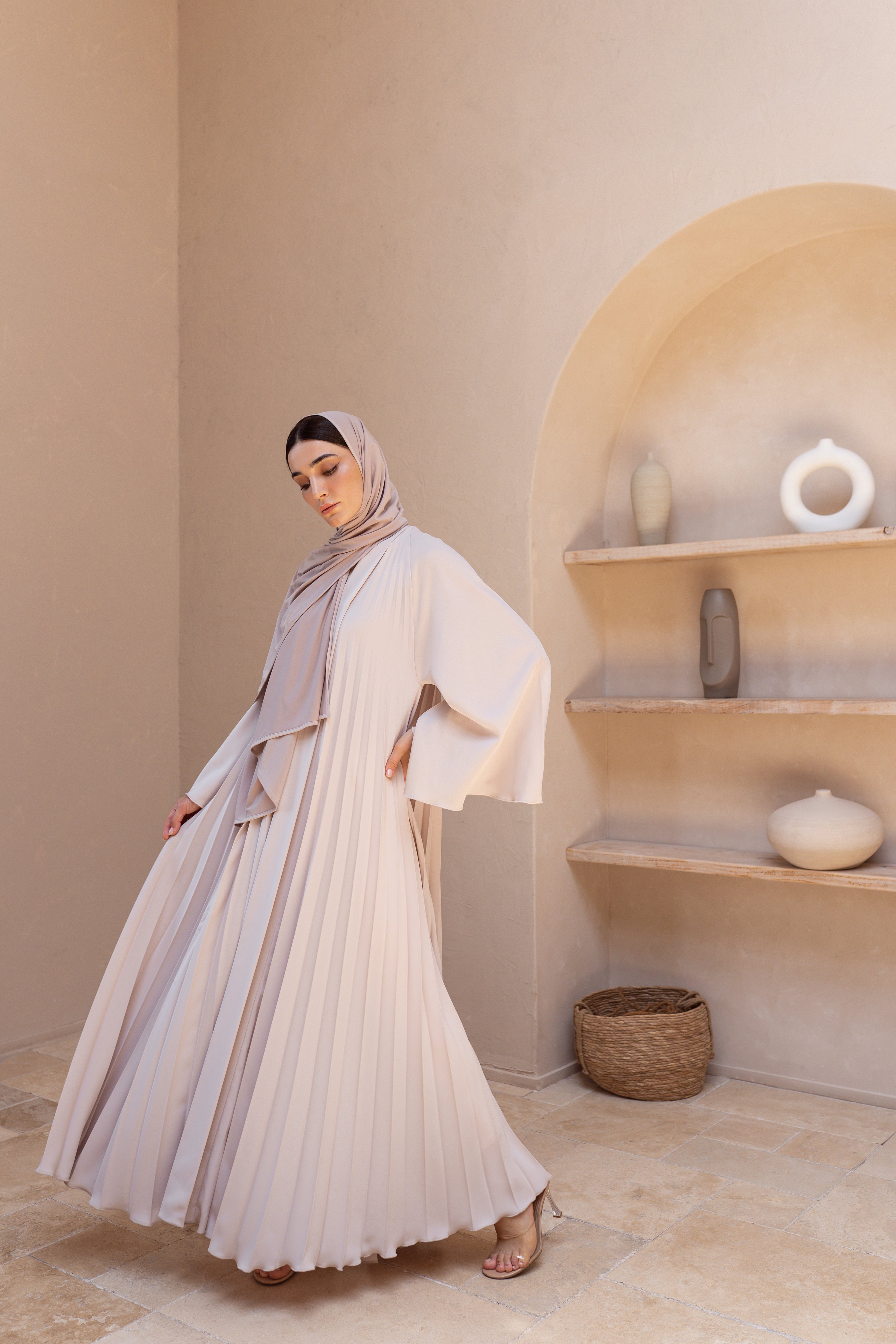 Beige Layered Abaya