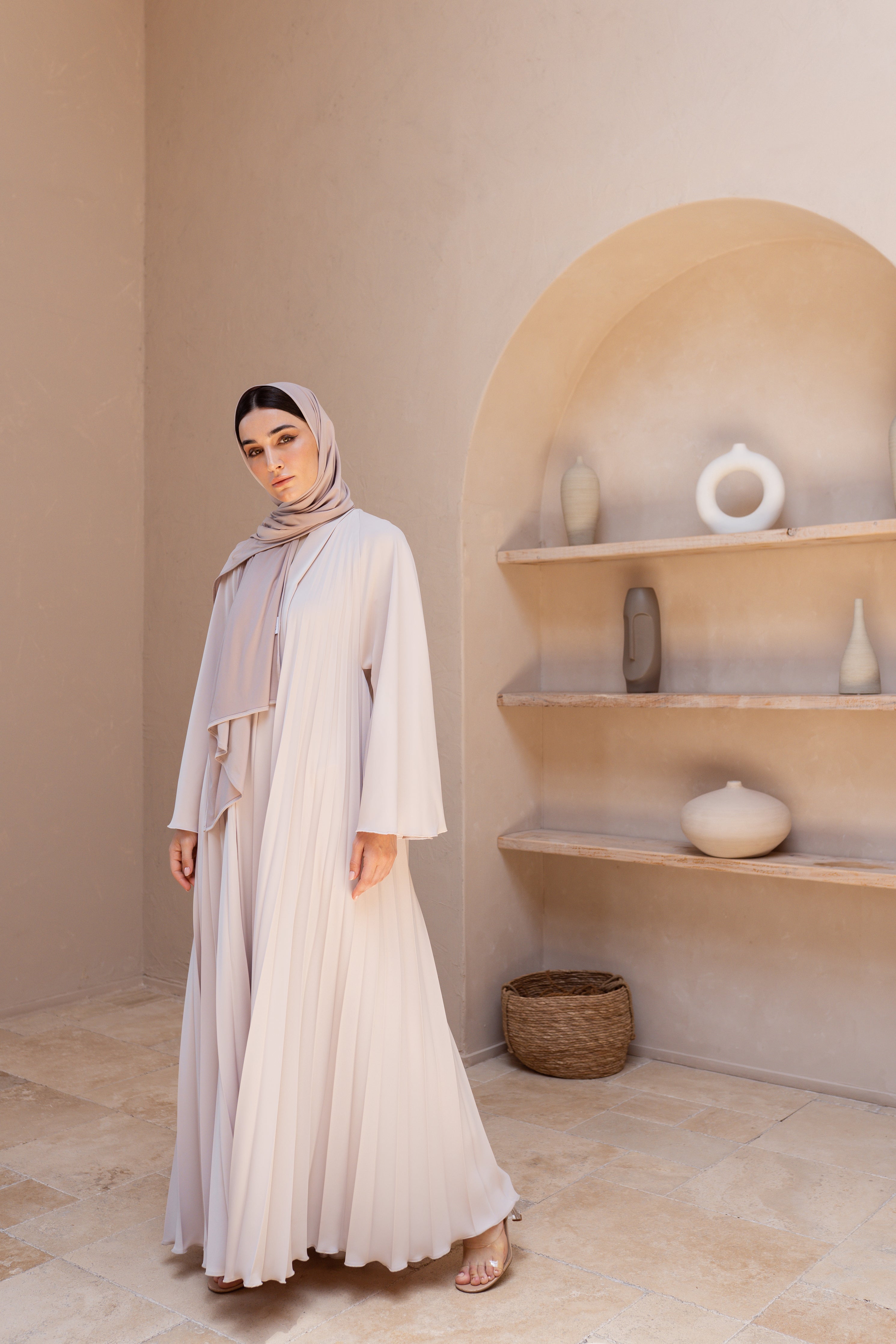 Beige Layered Abaya