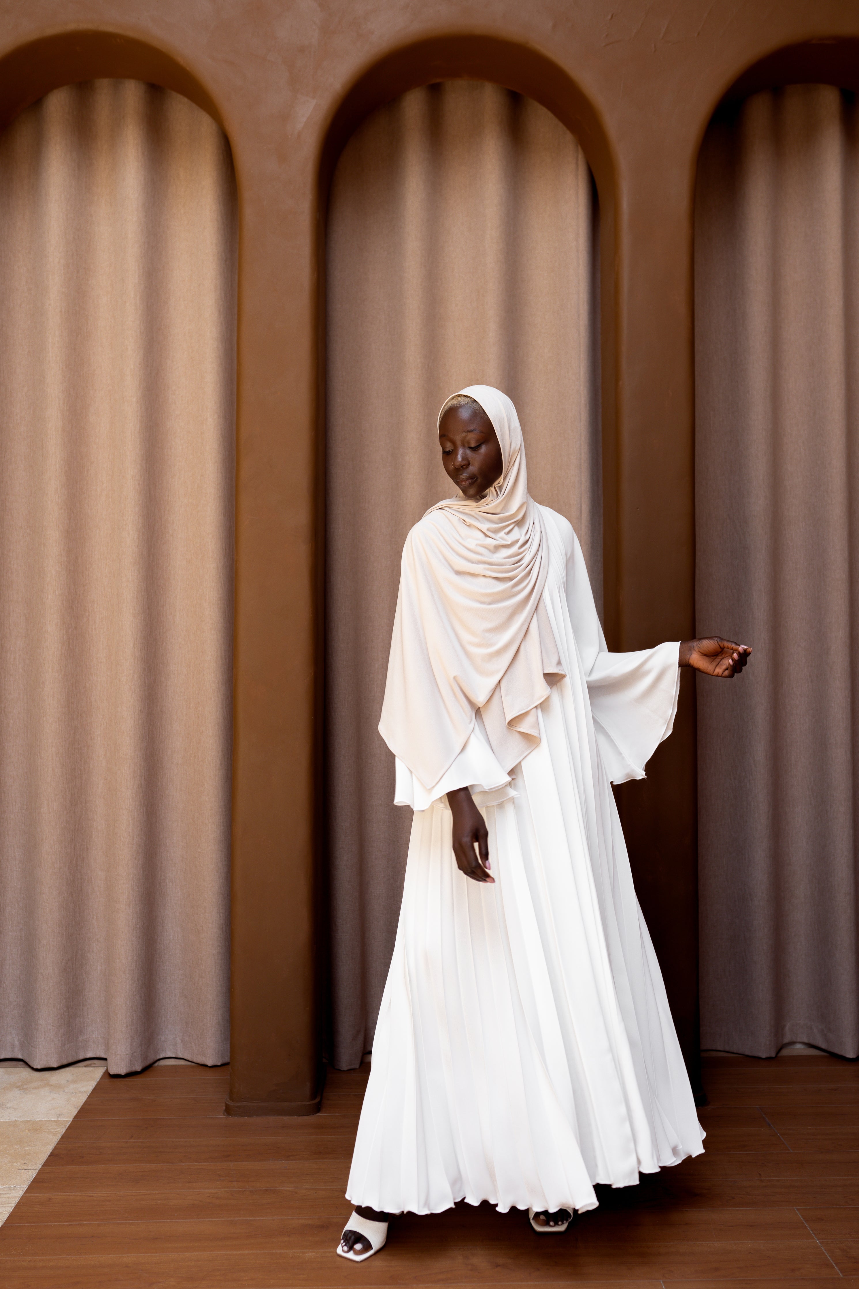 Cream Layered Abaya