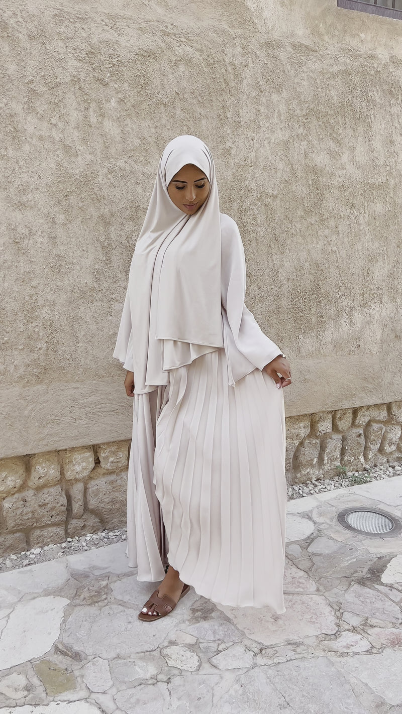 Beige Layered Abaya